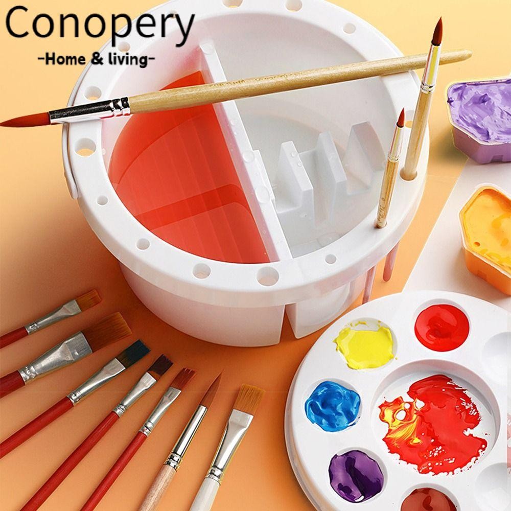 Conopery Cọ Sơn Xô Rửa, Máy Giặt Cọ Sơn 3 Trong 1 Có Nắp, Giá Đỡ Cọ Sơn Nhựa Cao Cấp / Bảng Màu Cọ S