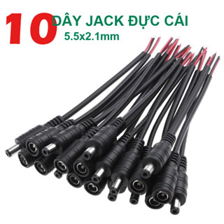 Combo 10 Dây Jack đúc Đực Cái 5.5*2.1mm (Đen) Dây jack dùng hàn jack sạc pin, jack nguồn camera LK247