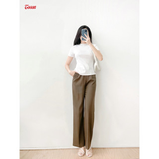 Áo cotton trắng dáng ôm cộc tay, cổ 3cm ACN01W33