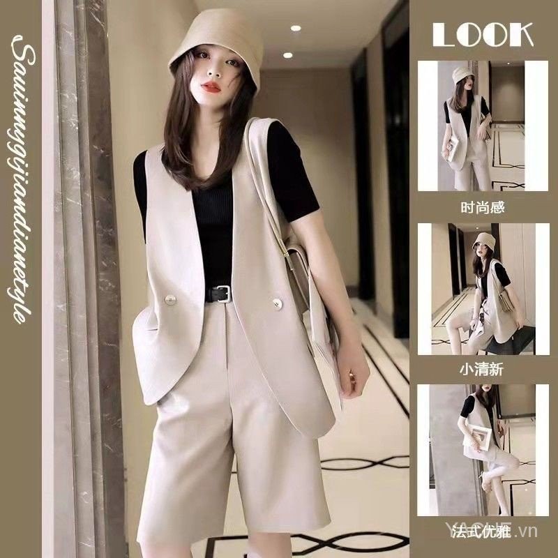 [Yi Cheng Cheng Cheng] Vận chuyển nhanh Bộ đồ Vest béo cho chị em Bộ đồ Vest nữ Mùa hè Phong cách mớ