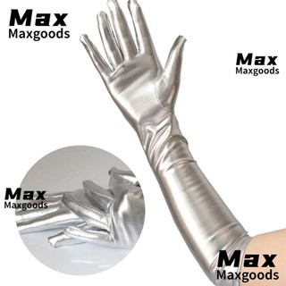 Găng tay da maxg, chiều dài khuỷu tay giả leathe show mitten, hộp đêm gợi cảm thể hiện mitten tiệc dạ hội co giãn găng tay cosplay nữ