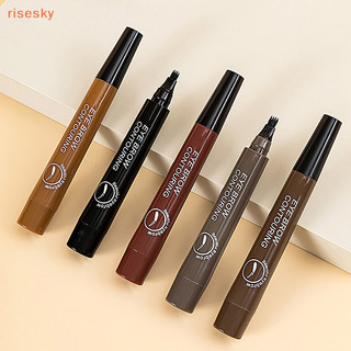 [Risesky] Bút chì kẻ mày 4 điểm Bút kẻ mày dạng lỏng không thấm nước Trang điểm Long Lasg Mỹ phẩm Bút chì Microblade Brow Có sẵn 5 màu