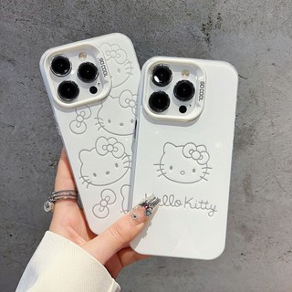 Hoạt Hình Dễ Thương Mèo KT Khoan Chính Xác Màu Bạc Vỏ Cứng Cao Cấp Chống Rơi Găng Tay Điện Thoại Silicon Thích Hợp Cho iPhone 11 12 13 14 15 Pro max x xr xs max