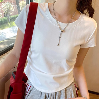 Áo thun ngắn tay cổ tròn xếp ly phong cách cay ngọt ngào dành cho nữ C & M