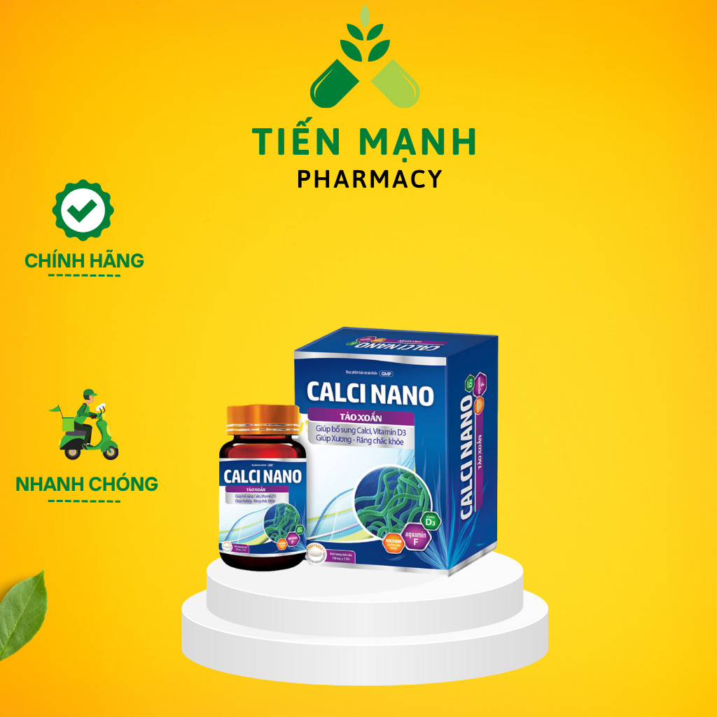 [HAPUPHARMACY] Viên uống canxi cho bà bầu Calci Nano - tảo xoắn,  Aquamin F, Vitamin K2, D3 - Hộp 60 viên -