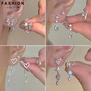 Bông tai bạc nữ thời trang faxhion bướm tình yêu kim cương khuyên tai nữ phụ kiện trang sức