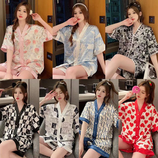 Bộ đồ ngủ phổ biến dành cho nữ Xia Bing lụa ngắn tay thoải mái xu hướng hoạt hình quần áo hai mảnh mát mẻ tại nhà