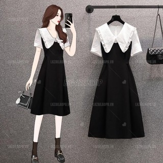 Váy đầm nữ Bigsize Đầm dự tiệc sang trọng dáng ôm tay ngắn cổ bèo mùa hè Phong cách Hàn Quốc Thời Trang đẹp