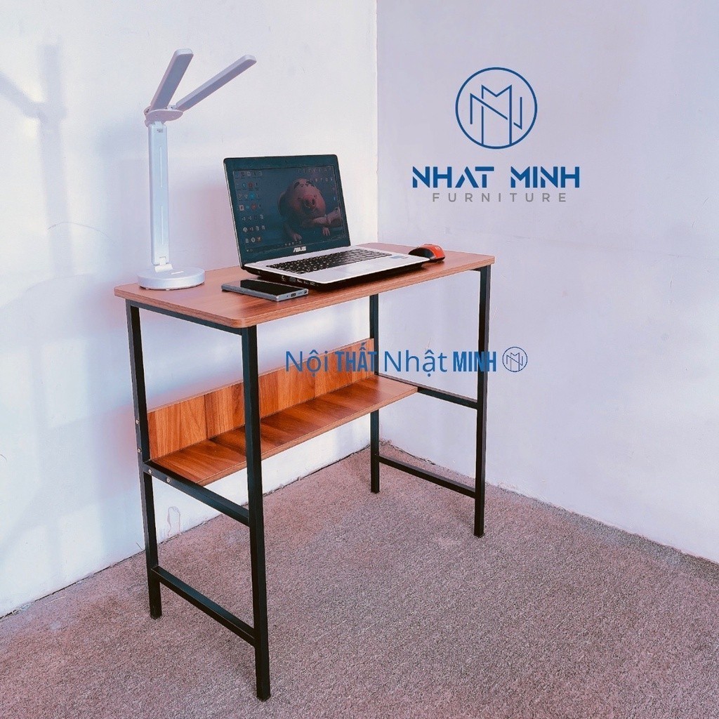Bàn học, làm việc có kệ lửng , bàn gỗ khung sắt KT 40X80X75cm , bảo hành 12 tháng | BigBuy360 - bigbuy360.vn