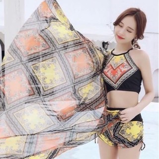 Size (M-L) BIKINI Đồ Bơi Đi Biển 3 Món Thổ Cẩm
