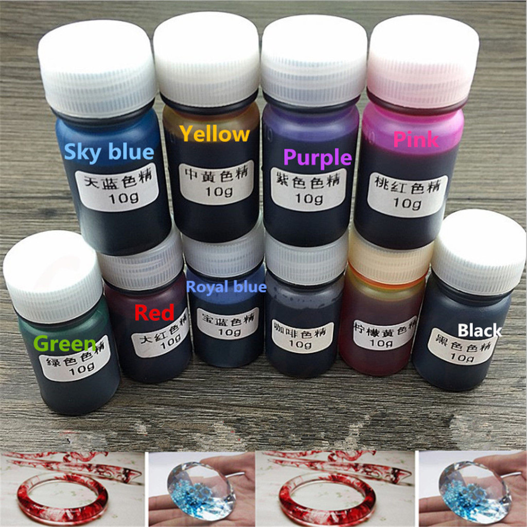 Mới 10 Màu 10g Epoxy UV Nhựa Tô Màu Thuốc Nhuộm Màu Nhựa Sắc Tố Nghệ Thuật Thủ Công