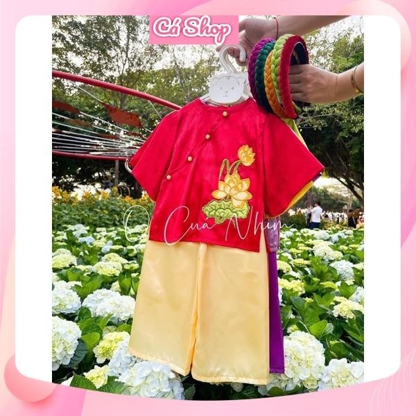 Bộ quần áo bà ba sen liên hoa cho bé gái