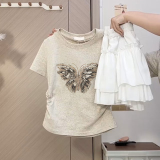 Xiaozhainv Áo thun ngắn tay cổ tròn thời trang Hàn Quốc dành cho nữ