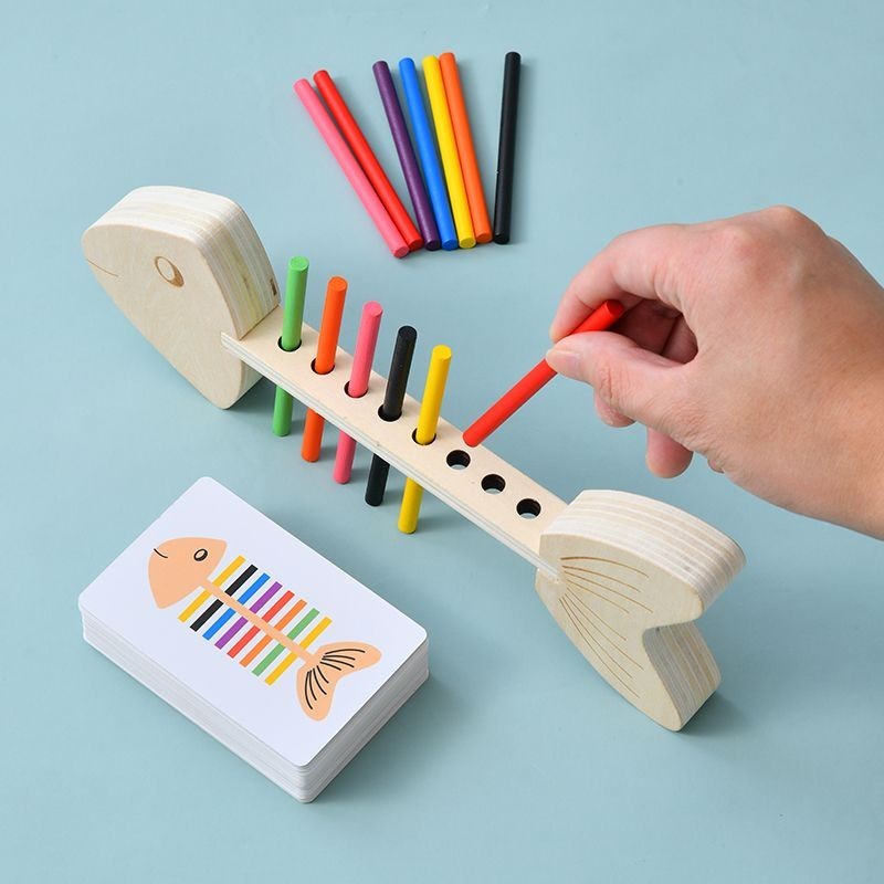 New Product#Fishbone Montessori Teaching Aids Fine Action Training Young Children's Color Matching Montessori Kindergarten Early Education Toys3wu