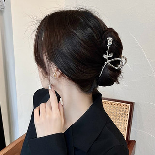 Kẹp Tóc Hoa Hồng Bạc Nữ Hàn Quốc ins Phụ Kiện Tóc Thời Trang Thanh Lịch