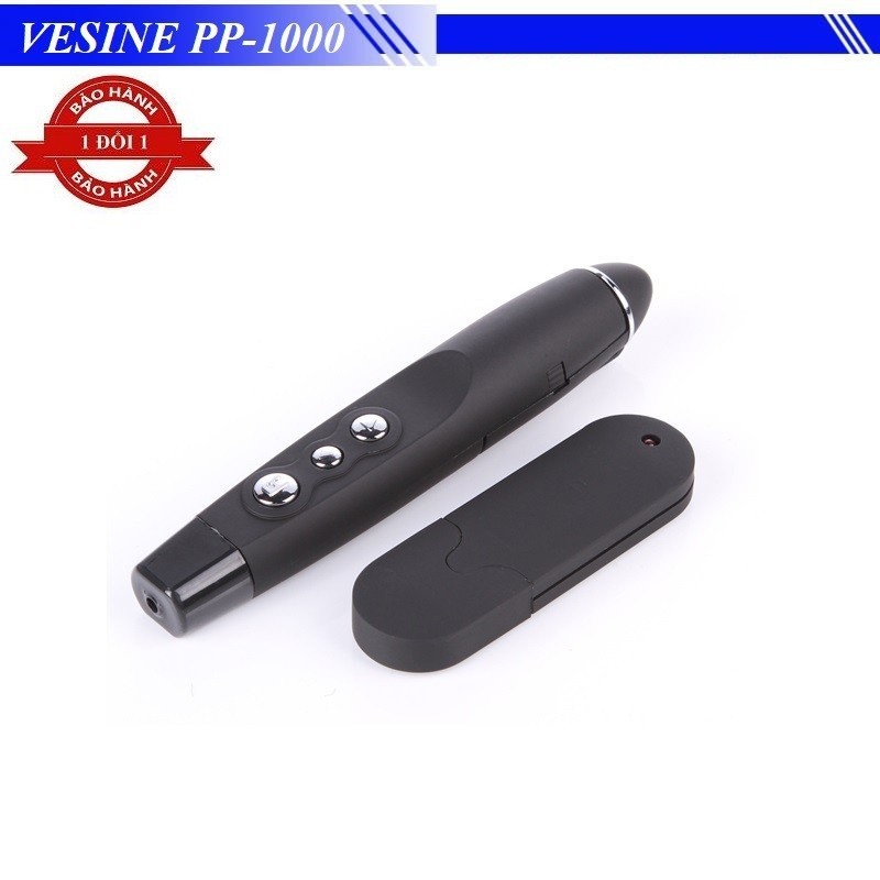 Bút Trình Chiếu VESINE PP-1000 - Laser Đỏ 200m, Điều Khiển Slide, USB Plug & Play