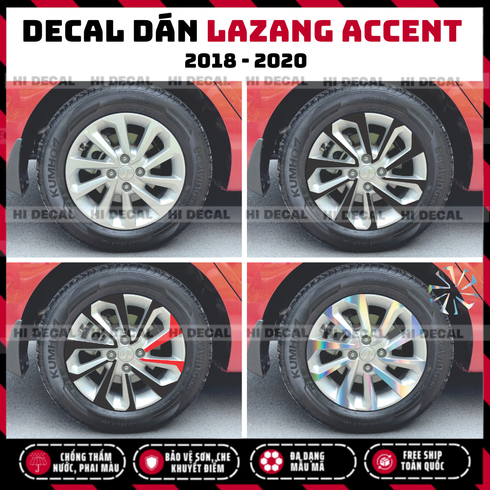 Tem dán mâm Accent 2018 - 2020, Decal lazang Accent trang trí tạo điểm nhấn