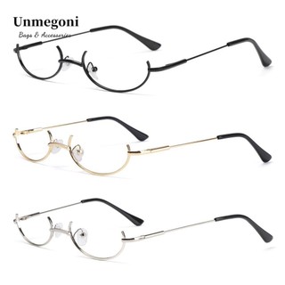 Unmegoni Kính Không Tròng Gọng Nửa Gọng Kim Loại Thời Trang Cho Nam Nữ