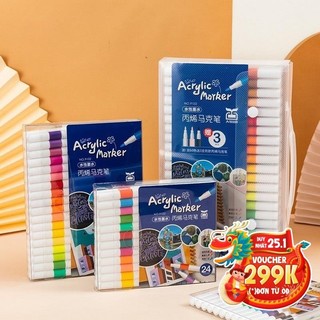 Bộ màu bút vẽ Acrylic Marker 60 Màu Chuẩn, dùng để vẽ vải/giày/tường/giấy/da/ly