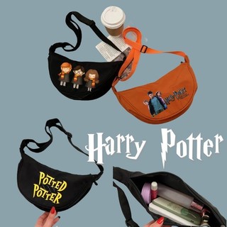 Túi Đeo Chéo Vai Bằng Vải Bạt Hình HARRY POTTER Hàn Quốc Sức Chứa Lớn Trang Điểm Cho Nữ Sinh