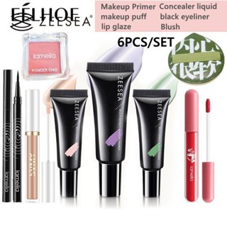 ZEESEA Bộ 6 Mỹ Phẩm Trang Điểm Gồm Kem Lót / Bút Kẻ Mắt / Kem Nền / Phấn Má Hồng / Phấn Phủ / Phấn Nước Dưỡng Ẩm Làm Sáng Da