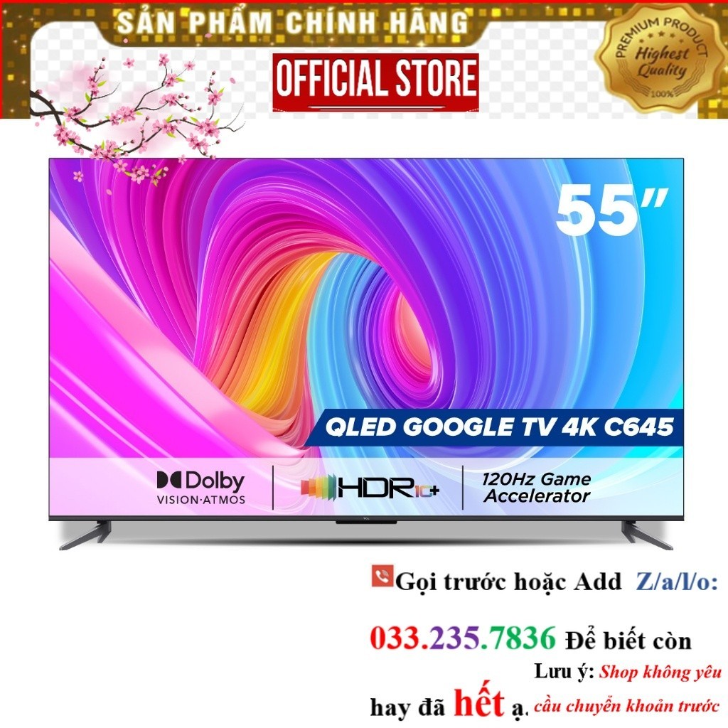 >Sale< QLED TV TCL 4K UHD - Tivi 55'' - 55C645 - Tivi 55 inch - Tivi cao cấp