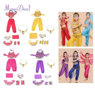 Bộ Trang Phục Múa Bụng Đính Kim Sa Lấp Lánh Phong Cách Ấn Độ Cho Bé