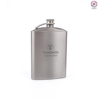 Tomshoo 260ml Bình đựng rượu vang ngoài trời bằng titan Flagon di động có nắp