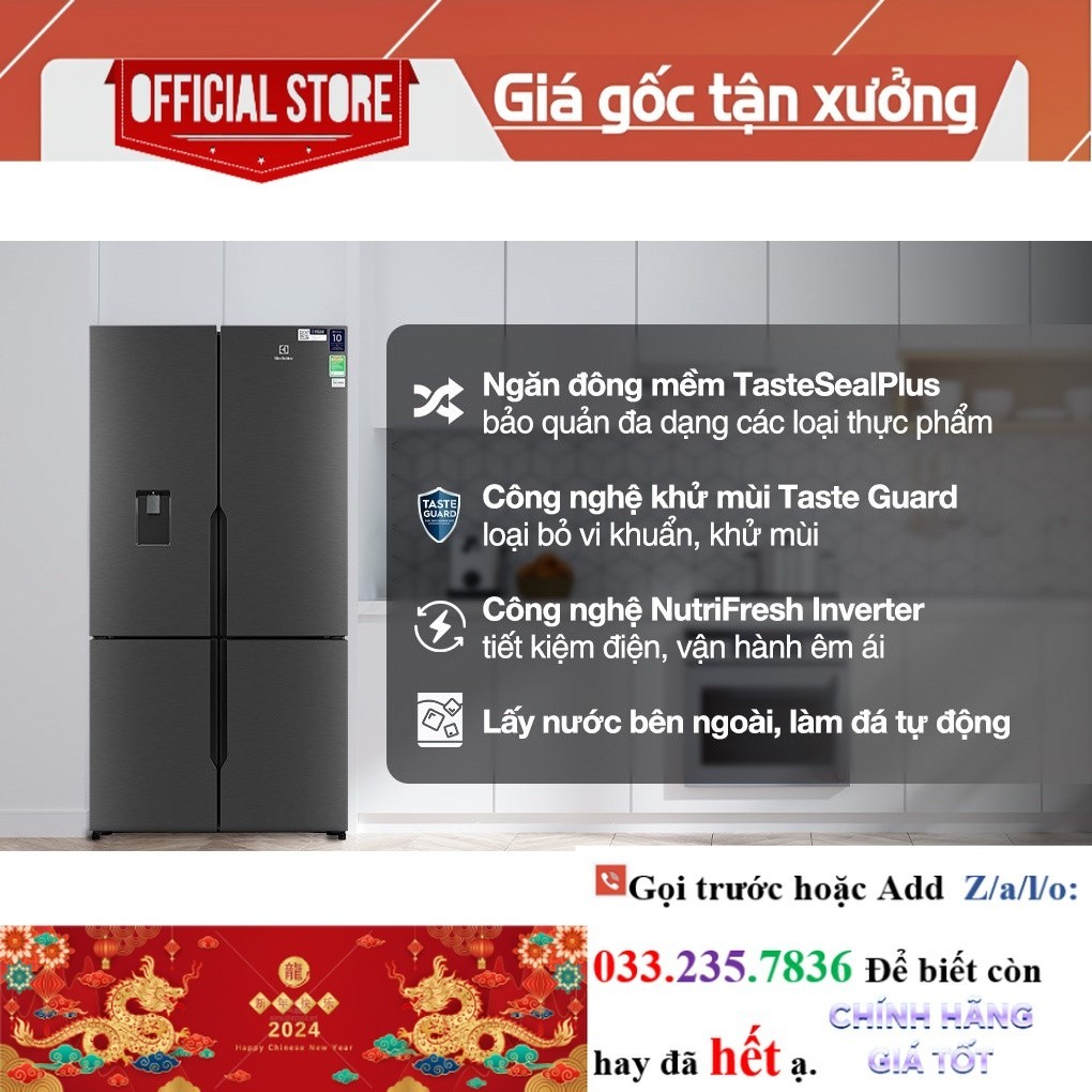 R.ẻ> Tủ Lạnh Electrolux Inverter 562 lít Multi Door EQE5660A-B