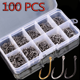 Louisheart 100 Chiếc Móc Câu Bộ Thép Carbon Đơn Vòng Tròn Câu Cá Bay Câu Cá Jip TFG