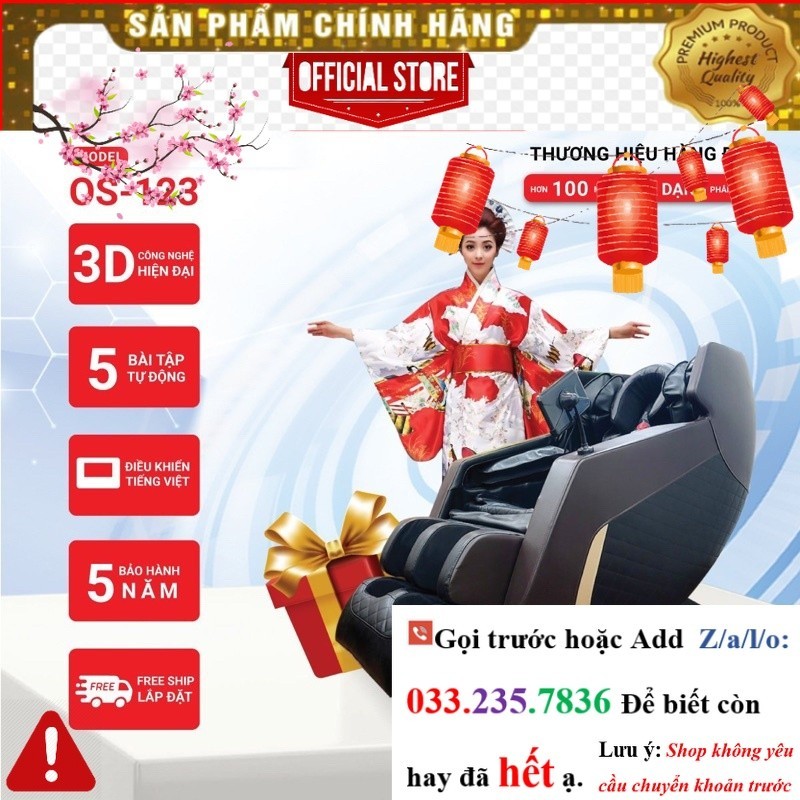 Ghế massage toàn thân Okinawa Os - 123, dòng bi xoay công nghệ mới nhất năm 2023 - <nEw<