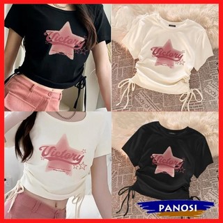 Áo áo phông nữ áo thun nữ babytee áo croptop rút dây victory cá tính hottrend PANOSI - Mã A220