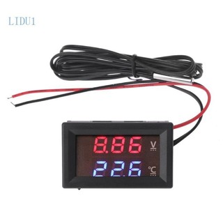 Lidu11 12v 24v màn hình led đồng hồ đo nhiệt độ điện áp ô tô vôn kế