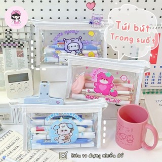 Túi đựng bút MẪU MỚI VER 2 trong suốt hình bằng nhựa PVC cute dễ thương Midi Corner