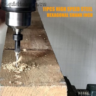 11 chiếc Hex Shank Taper Drill Counter Sink Hole Countersink Reaming Drill Bit