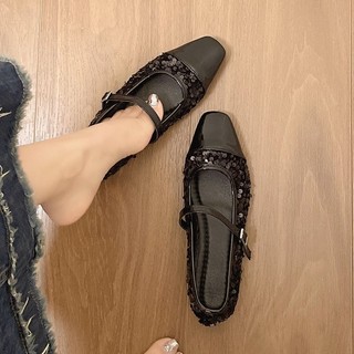 Giày đế phẳng mũi vuông Giày nữ Sequins
