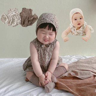 Phong cách mùa hè cho bé quần áo liền quần hoa cho bé gái áo liền quần không tay