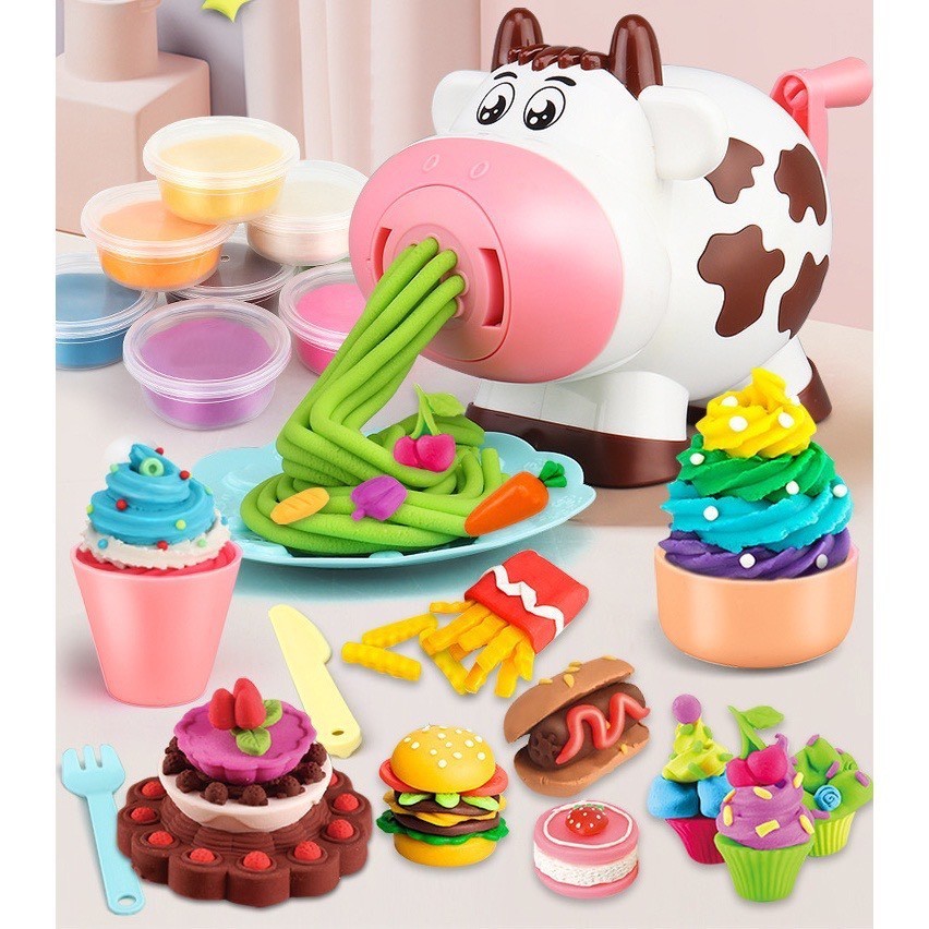 Máy làm mỳ, làm kem cho bé hình con bò sữa bằng nhựa xịn xò, đáng yêu