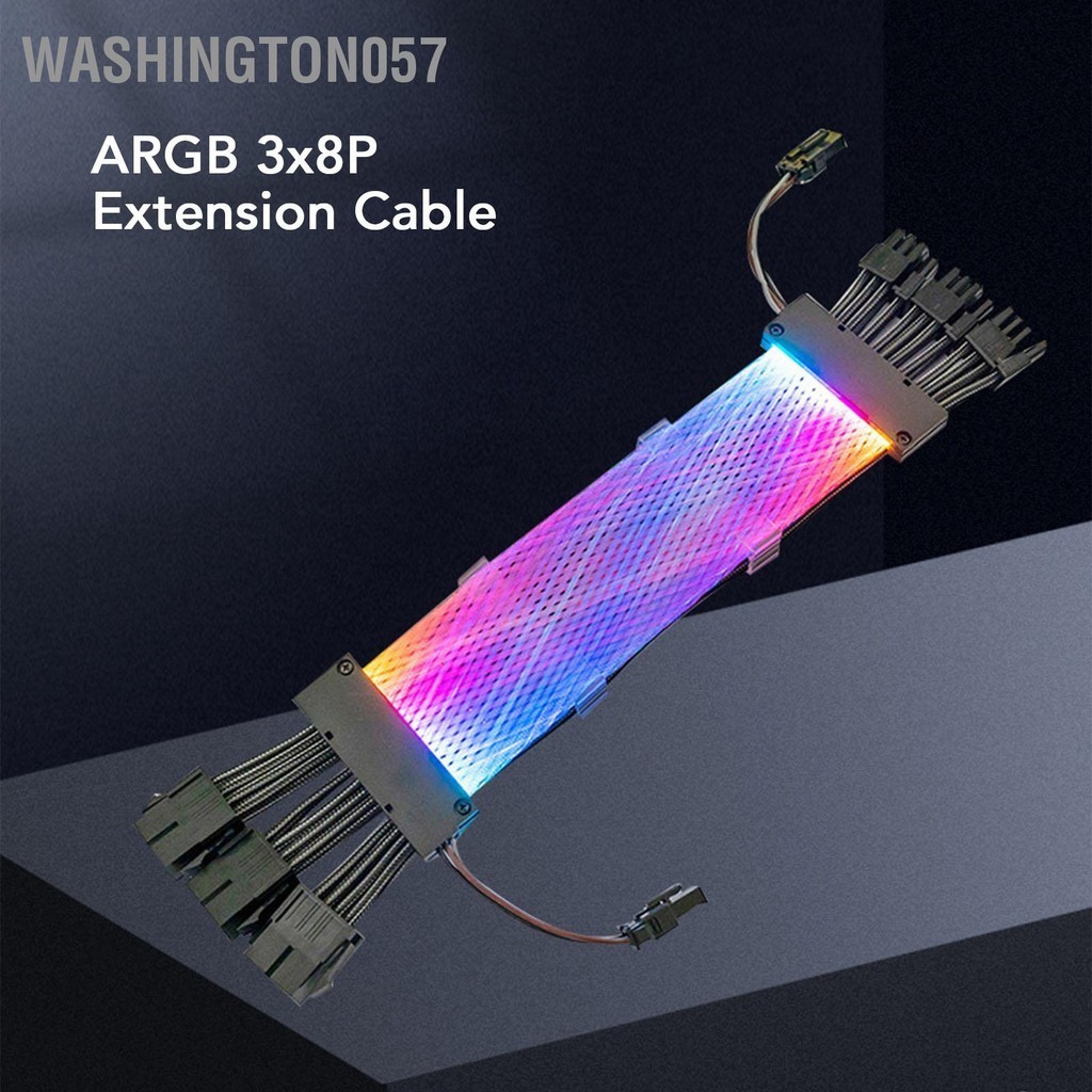 Washington057 Cáp nối dài ARGB Đầu kép 18AWG 3 X 8P bọc đồng bộ chiếu sáng đầy màu sắc cho vỏ máy tính