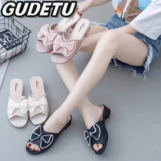Bonnie Cathy Dép cá mập Heli Dép ngoài nữ Dép nơ thời trang mới Dép đi biển màu trơn thông thường