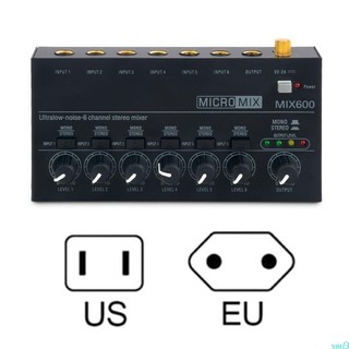 Yml3 mixer stereo mix600 mini dj- âm thanh tiếng ồn thấp máy trộn âm thanh ktv chuyên nghiệp eu us