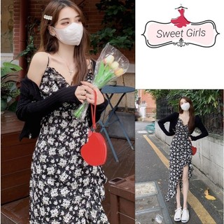 elise ( Có Sẵn-Giao ngay)Váy treo hoa cổ điển cao cấp mùa hè Váy gợi cảm không đều