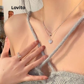 Vòng cổ Lovito đơn giản màu trơn thường ngày cho nữ LNA14109 (màu bạc)