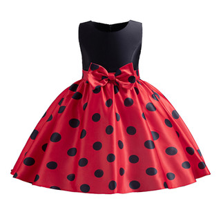 Njxd Bé Gái Thời Trang Mùa Hè Minnie Chấm Đầm Công Chúa Halloween Sinh Nhật Mặc Quần Áo Trẻ Em Phù Hợp Với Băng Đô Giáng Sinh Váy Đỏ