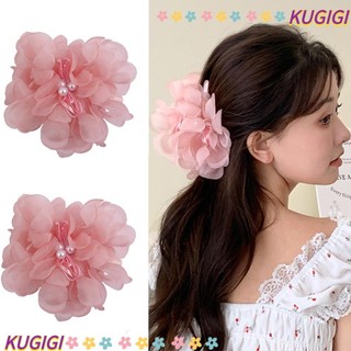 Kẹp tóc hoa KUGI, Phụ kiện lớn Kẹp móng vuốt tóc hoa, Voan Barrettes phóng đại Phụ kiện tóc Lấy kẹp bé gái