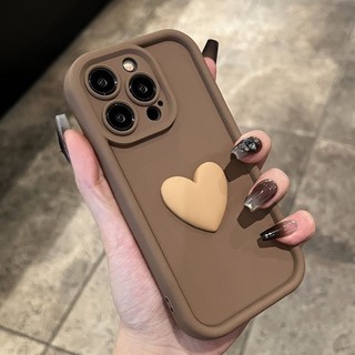 Ins Đơn Giản Màu Trơn Tình Yêu Ba Chiều Thích Hợp Cho iPhone15promax Vỏ Điện Thoại Apple 14 13 12 11 XR XSMAX 7plus 8PLUS Vỏ Bảo Vệ Silicon Bao Gồm Tất Cả