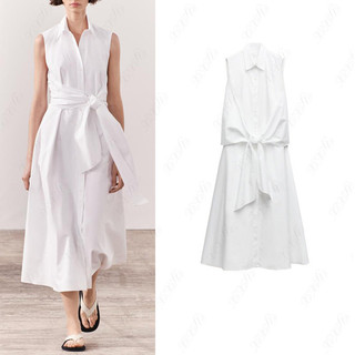 Zara Za Mùa Hè Phong Cách Mới Thiết Kế Pháp Ve Áo Không Tay Dây Buộc Nhà Áo Lụa Đầm 2766924