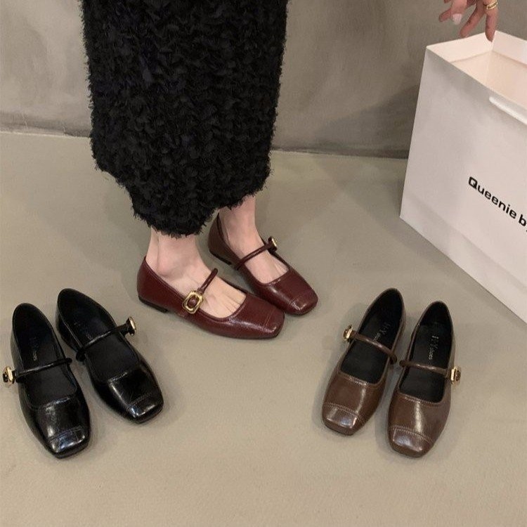 Giày Đế Bằng Nữ Cao Su PU Giày Slip-On Sinh Viên Đế Mềm