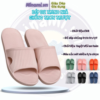 Dép Đi Trong Nhà Kẻ Sọc GT1 Đúc Nguyên Khối, Dép Nữ Siêu Nhẹ, Siêu Êm Nhiều Màu, Chống Trơn Trượt