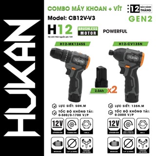  Combo máy khoan pin + máy bắn vít pin HUKAN CB12V-V3 